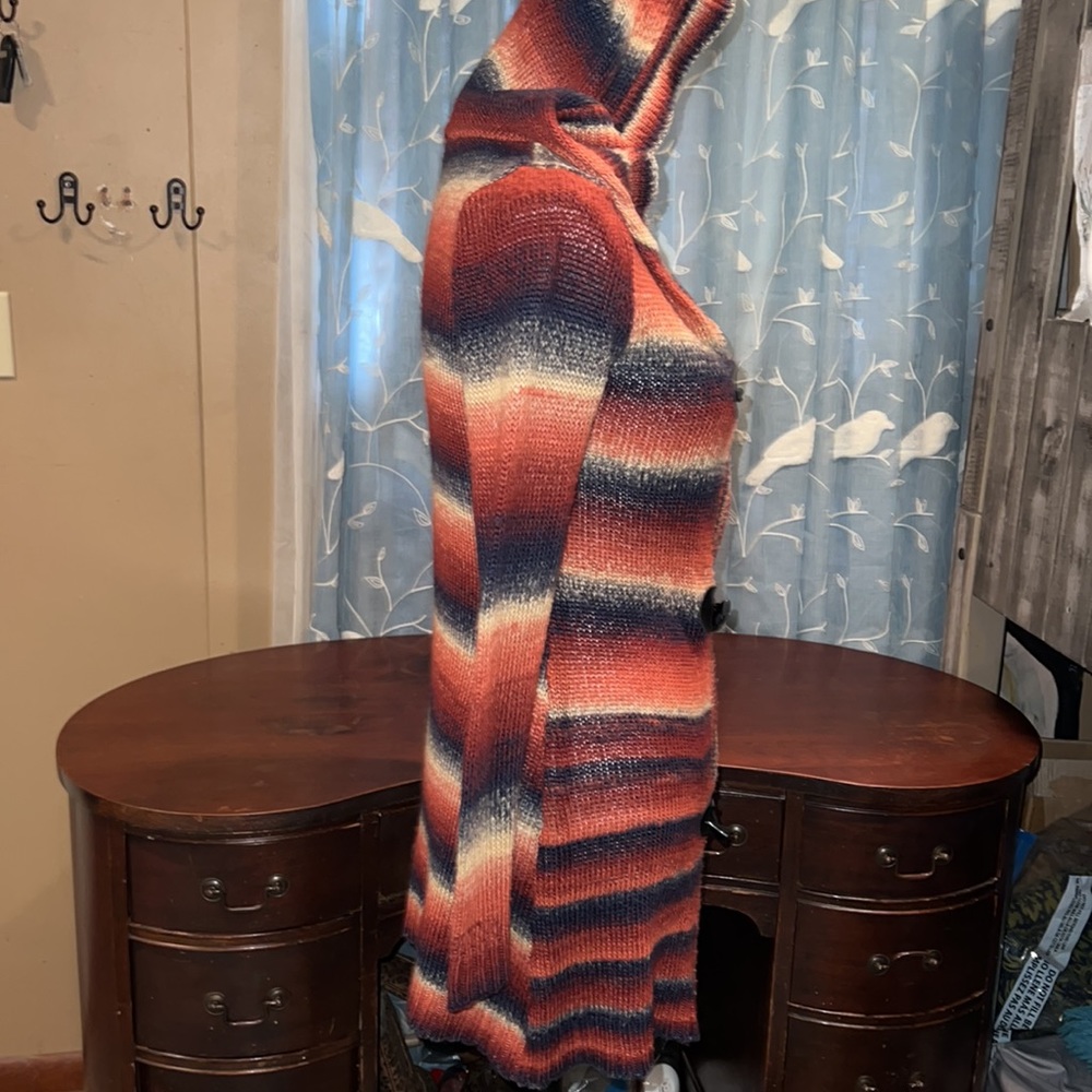 Roz&Ali multi colored striped cardigan with front toggle button closure size S! - Picture 6 of 9